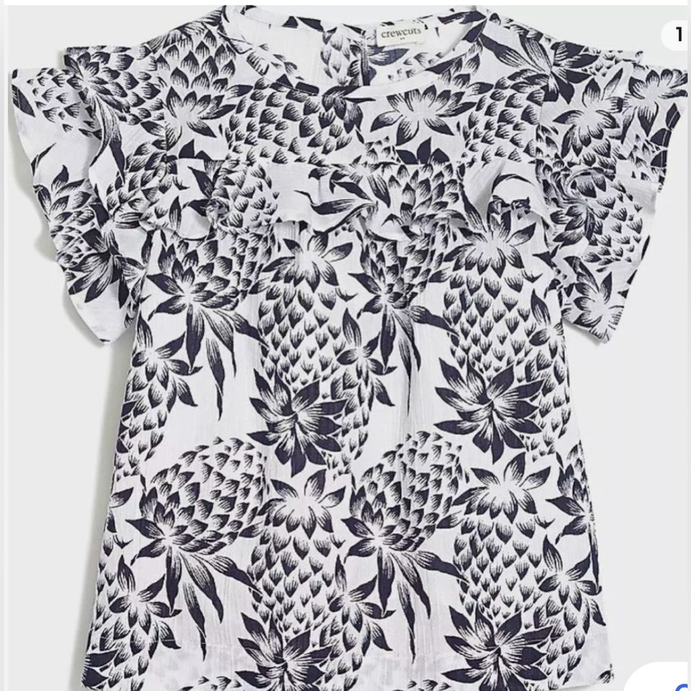 J Crew Short Sleeve Cotton Gauze Top in Pineapple Print SIZE 7